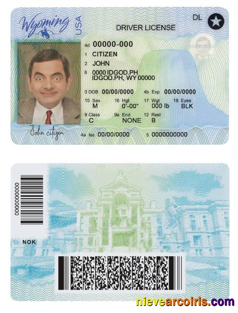 USA Wyoming state driving license, with all fonts (2020 – present)